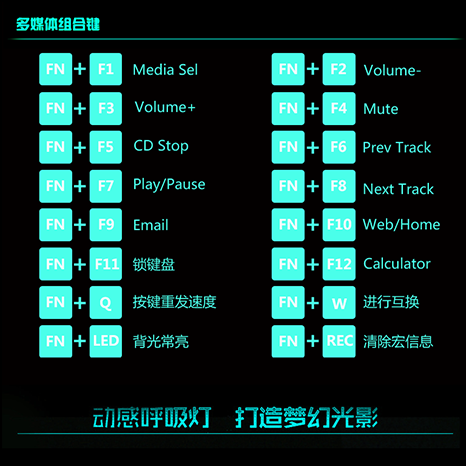 26KEY 普通发光薄膜游戏键盘